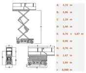 Electric scissor lift (battery, 2 WD), 8m