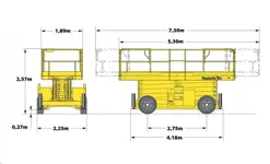Šķērveida pacēlājs ar platformu ( pašgājējs, dīzelis, 4 WD), 12m