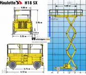 Šķērveida pacēlājs ar platformu ( pašgājējs, dīzelis, 4 WD), 18m
